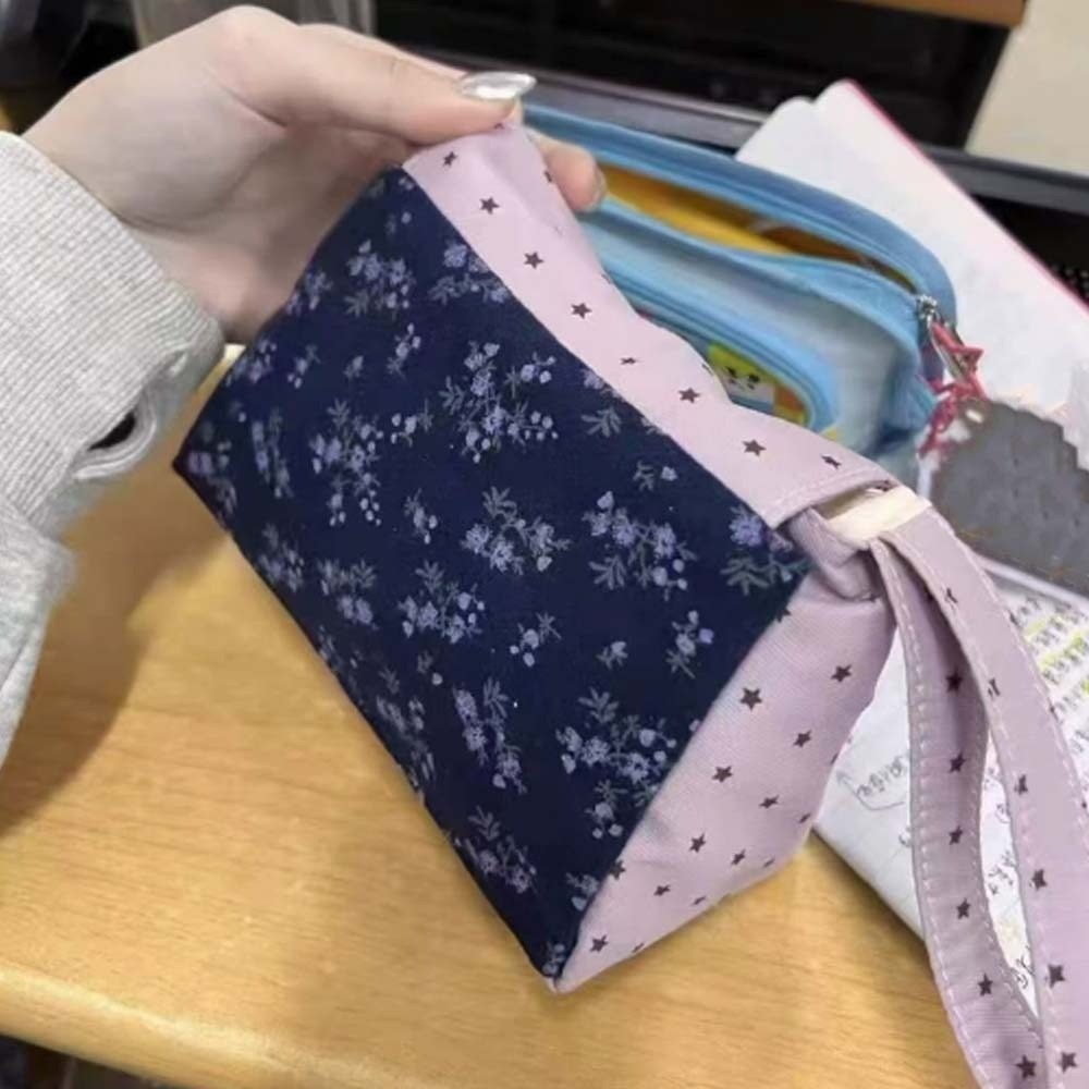 Korean Lifestyle & Kids Boutique - Pochette de maquillage florale imprimée violette,