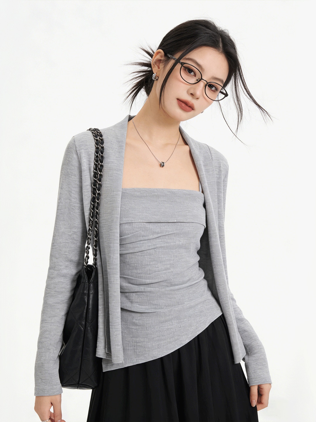 The Korean Lifestyle - Ensemble deux pièces tricoté court Lush